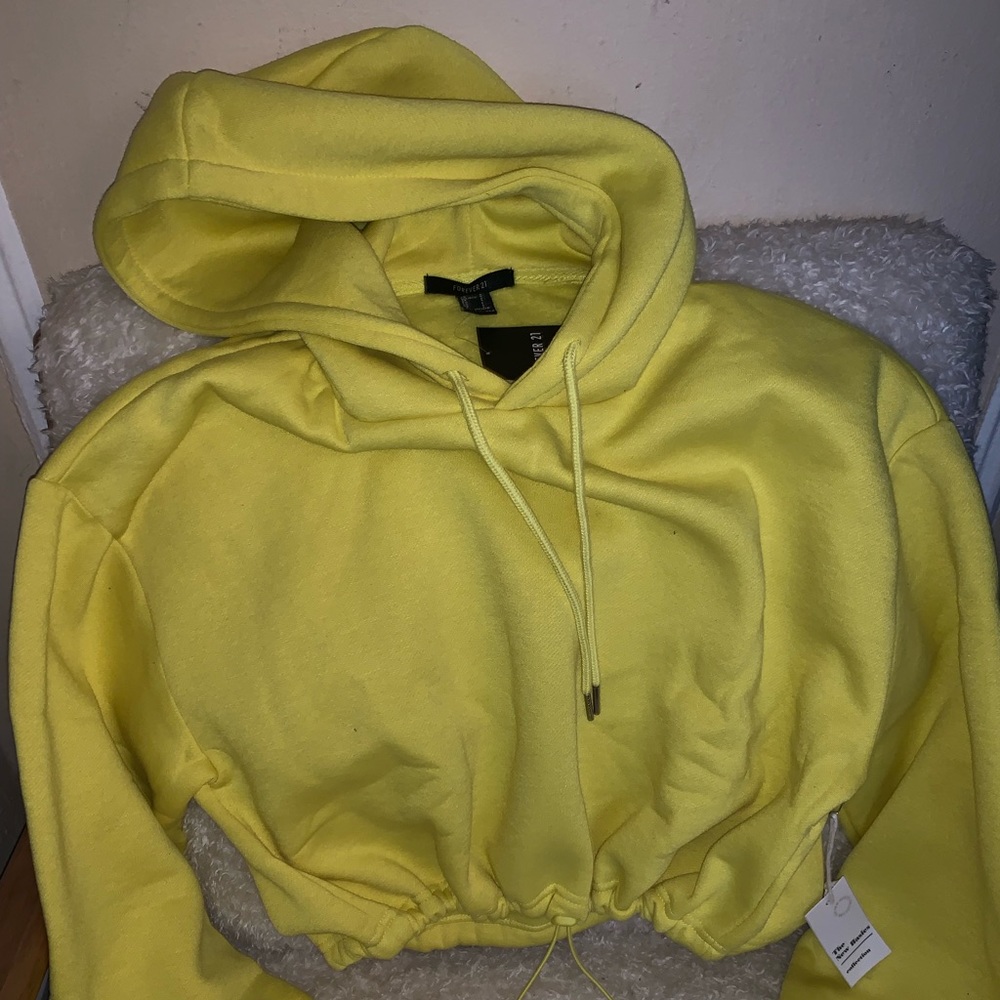 BRAND NEW F21 LIME CROP FLEECE HOODIE